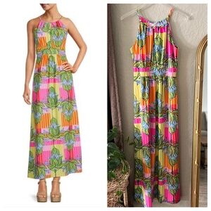Jude Connally Halter Sleeveless Maxi Dress Resortwear Vacation Size Large